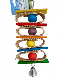 Parrot-Supplies Woven Plait Wooden Ball Stacker Parrot Toy